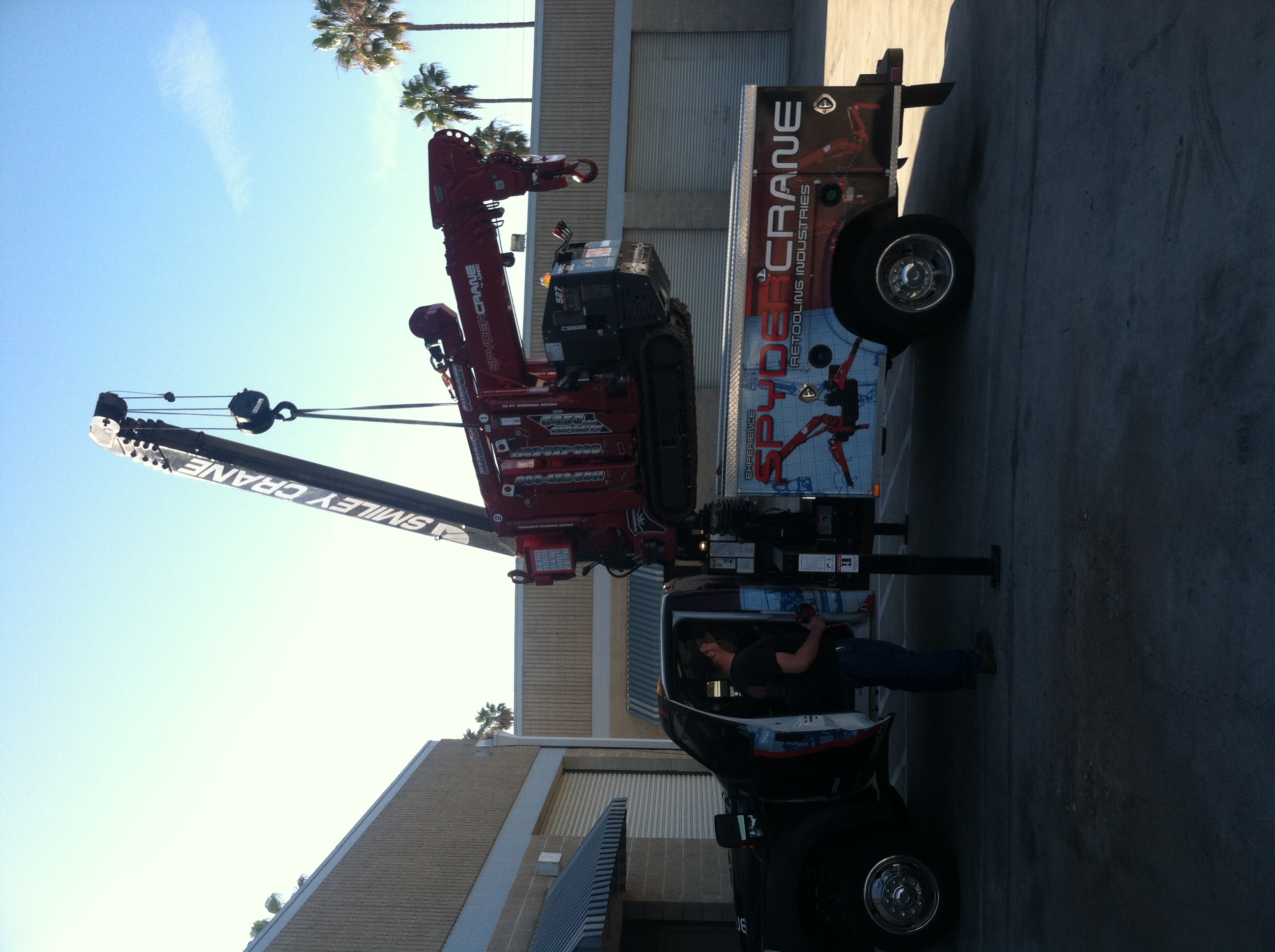 SPYDERCRANE mini crawler crane on a jobsite near Gardena