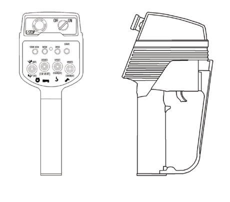 URW094 wireless remote controller front and side views