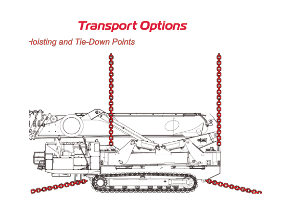 URW1006 transport configuration showing four hoisting and tie-down points