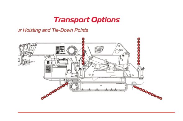 URW547 transport configuration showing four hoisting and tie-down points